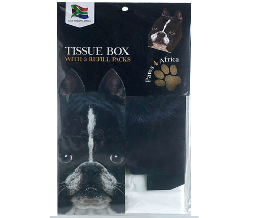 Paws 4 Africa Dog tissue box with refills | Meister Trading | The Cat Product Specialist