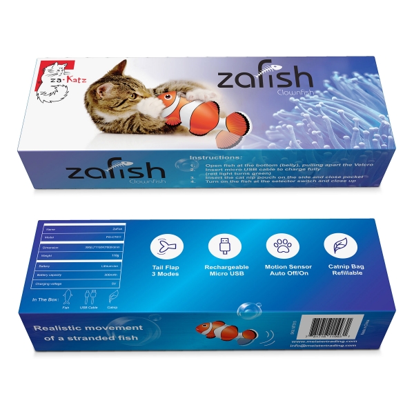 zaFish Touch Activated Interactive Flopping Fish | zaKatz | cat toy | Meister Trading